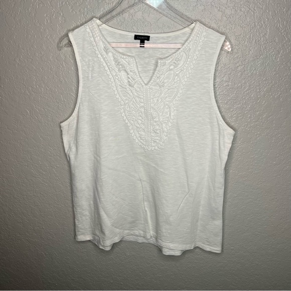 Talbots White Lace Front Tank Top - Picture 2 of 7